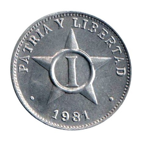 CUBA 1 CENTAVO 1981 PATRIA y LIBERTAD KM.33.1 MONEDA DE ALUMINIO SC Caribe