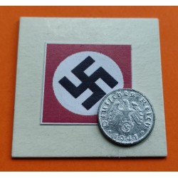 ALEMANIA 5 REICHSPFENNIG 1941 F AGUILA SOBRE ESVASTICA NAZI KM.100 MONEDA DE ZINC EBC- Germany III Reich WWII R/2