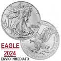 . 1 aacoin ESTADOS UNIDOS 1 DOLAR 2024 EAGLE Letra W LIBERTY MONEDA DE PLATA PURA SC cápsula OZ ONZA