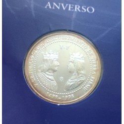 ESPAÑA 3 EUROS 1998 V CENTENARIO DEL DESCUBRIMIENTO DE TIERRA FIRME PLATA CARTERA OFICIAL FNMT