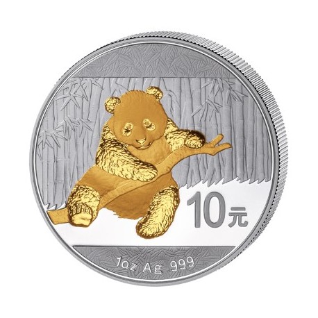 . @1 ONZA 2014 + ORO@ CHINA 10 YUAN 2014 OSO PANDA MONEDA DE PLATA PROOFLIKE cápsula OUNCE GOLD PLATED OZ GILDED