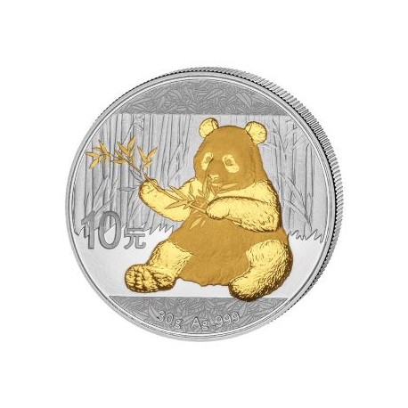 . @1 ONZA 2017 + ORO@ CHINA 10 YUAN 2017 OSO PANDA MONEDA DE PLATA PROOFLIKE cápsula OUNCE GOLD PLATED OZ GILDED