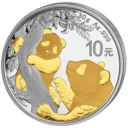 . @1 ONZA 2021 + ORO@ CHINA 10 YUAN 2021 OSO PANDA MONEDA DE PLATA PROOFLIKE cápsula OUNCE GOLD PLATED OZ GILDED