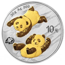 . @1 ONZA 2022 + ORO@ CHINA 10 YUAN 2022 OSO PANDA EN LA NIEVE MONEDA DE PLATA PROOFLIKE cápsula OUNCE GOLD PLATED OZ GILDED