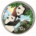 . @1 ONZA 2023 + COLORES@ CHINA 10 YUAN 2023 OSOS PANDA EN ARBOL MONEDA DE PLATA PROOFLIKE cápsula FARBE COLOURED