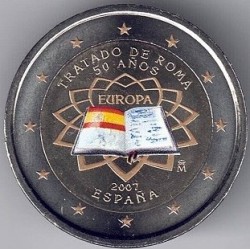 . ESPAÑA 2 EUROS EN COLOR 2007 TRATADO DE ROMA SIN CIRCULAR
