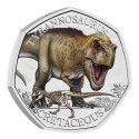 . 1 aacoin @COLORES@ INGLATERRA 50 PENIQUES 2024 Dinosaurio TYRANNOSAURUS - CRETACEOUS 1ª MONEDA NICKEL SET