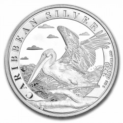 . 1 aacoin @25/ENE Envío@ BARBADOS 1 DOLAR 2023 PELICANO MONEDA DE PLATA Oz ONZA 10.000 uds CARIBBEAN SILVER PELICAN