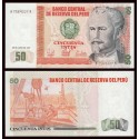 PERU 50 INTIS 1987 NICOLAS DE PIEROLA, HELICOPTERO y REFINERIA Pick 131B BILLETE SC UNC BANKNOTE