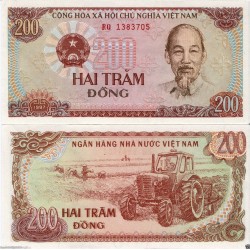 VIETNAM 200 DONG 1987 TRACTOR y PRESIDENTE HO CHI MINH Régimen COMUNISTA Pick 100A BILLETE SC UNC BAKNOTE