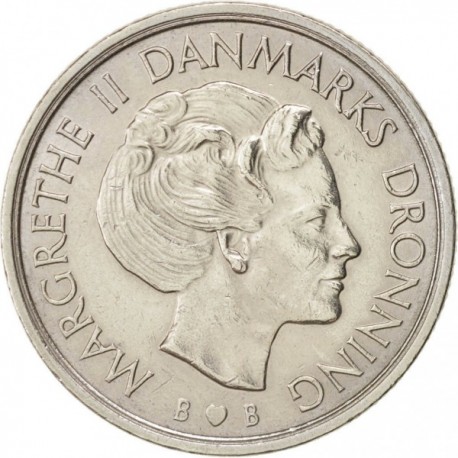 DINAMARCA 1 KRONE 1980 BB REINA MARGARITA II KM.862.2 MONEDA DE NICKEL SC- Denmark 1 Corona