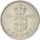 DINAMARCA 1 KRONE 1980 BB REINA MARGARITA II KM.862.2 MONEDA DE NICKEL SC- Denmark 1 Corona