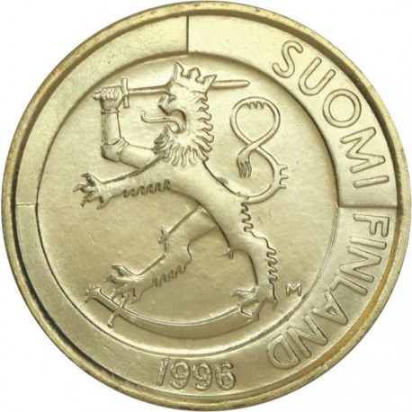 FINLANDIA 1 MARKKAA 1996 LEON CON ESPADA KM.76 MONEDA DE BRONCE ALUMINIO SC- Finnland 1 Markka