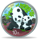 . @1 ONZA 2024 + COLORES@ CHINA 10 YUAN 2024 OSO PANDA y SU CRIA MONEDA DE PLATA PROOFLIKE cápsula FARBE COLOURED