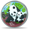 . @1 ONZA 2024 + COLORES@ CHINA 10 YUAN 2024 OSO PANDA y SU CRIA MONEDA DE PLATA PROOFLIKE cápsula FARBE COLOURED