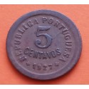 @ESCASA@ PORTUGAL 5 CENTAVOS 1927 VALOR KM.569 MONEDA DE BRONCE MBC República Portuguesa R/2