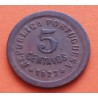 @ESCASA@ PORTUGAL 5 CENTAVOS 1927 VALOR KM.569 MONEDA DE BRONCE MBC República Portuguesa R/2