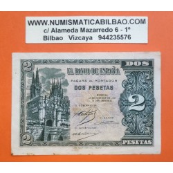 . @RARA@ ESPAÑA 2 PESETAS 1937 OCTUBRE 12 CATEDRAL DE BURGOS Serie A 2597098 Pick 109A BILLETE MBC Spain banknote