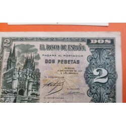 . @RARA@ ESPAÑA 2 PESETAS 1937 OCTUBRE 12 CATEDRAL DE BURGOS Serie A 2597098 Pick 109A BILLETE MBC Spain banknote