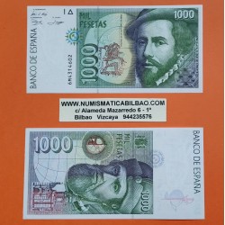 ESPAÑA 1000 PESETAS 1992 HERNAN CORTES y PIZARRO Serie J Pick 163 BILLETE SC SIN CIRCULAR Spain UNC BANKNOTE