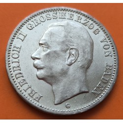 . GRAN DUCADO DE BADEN Alemania 3 MARCOS 1914 G FRIEDRICH II KM.280 MONEDA DE PLATA EBC Germany Deutsches Reich DREI MARK