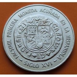REPUBLICA DOMINICANA 10 PESOS 1975 PRIMERA MONEDA ACUÑADA EN LA HISPANIOLA KM.37 PLATA SC Dominican silver