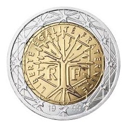 1º AÑO DE EMISIÓN x FRANCIA 2 EUROS 1999 ARBOL ALEGORICO DE LA VIDA MONEDA BIMETALICA SC @ESCASA@ France 2€ coin