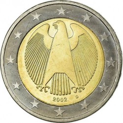 1º AÑO DE EMISION x ALEMANIA 2 EUROS 2002 A AGUILA MONEDA BIMETALICA NO CONMEMORATIVA SC Germany BRD 2€ coin