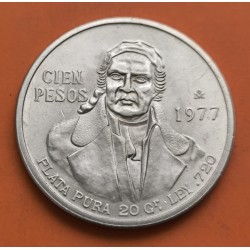 MEXICO 100 PESOS 1977 JOSE MORELOS KM.483.2 MONEDA DE PLATA EBC- Mejico silver coin R/2