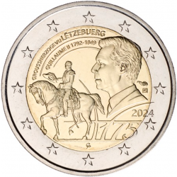 . 1 aacoin @7/FEB Envío@ LUXEMBURGO 2 EUROS 2024 DUQUE GUILLERMO II A CABALLO SC 1ª MONEDA CONMEMORATIVA