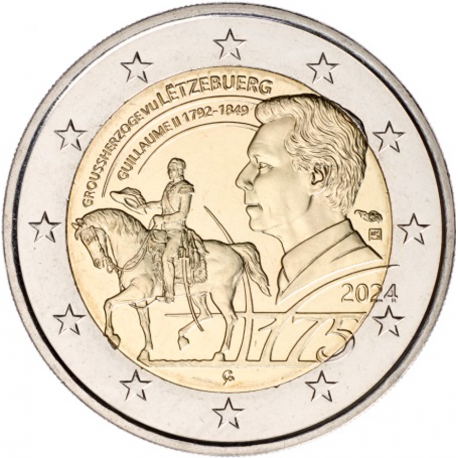 . 1 aaacoin @ENVIO HOY@ LUXEMBURGO 2 EUROS 2024 DUQUE GUILLERMO II A CABALLO SC 1ª MONEDA CONMEMORATIVA