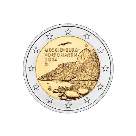 . 1 aacoin ALEMANIA 2 EUROS 2024 MECKLEMBURG ACANTILADOS Letra al Azar MONEDA CONMEMORATIVA SC Germany 2€