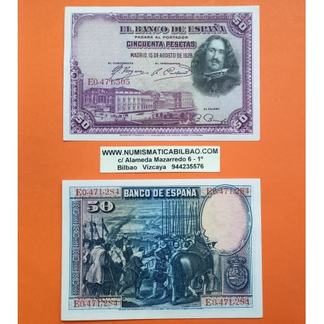 1 Billete NUEVO con DEFECTOS x ESPAÑA 50 PESETAS 1928 VELAZQUEZ Serie E Pick 75 Spain banknote AUNC