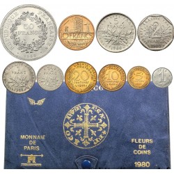 . FRANCIA Coffret 1980 FLEURS DE COINS 10 SPECIMEN SET FRANCE