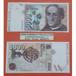 1 billete NUEVO x ESPAÑA 5000 PESETAS 1992 CRISTOBAL COLON JUAN CARLOS I Serie 3S Pick 165 BILLETE PLANCHA SC Spain banknote