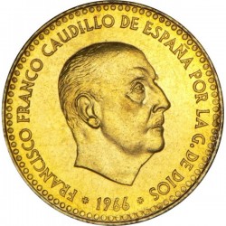 . 1 moneda NUEVA PERFECTA con brillo Original x ESPAÑA 1 PESETA 1966 * 19 71 FRANCO ESTADO ESPAÑOL KM.796 LATON SC