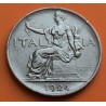 ITALIA 1 LIRA 1924 R DAMA SENTADA Epoca REY VITTORIO EMANUELE III KM.62 MONEDA DE NICKEL MBC Italy 1 Lire