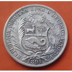 PERU 1 SOL 1891 T.F. Ceca de Lima DAMA SENTADA KM.196 MONEDA DE PLATA MBC++ República Peruana