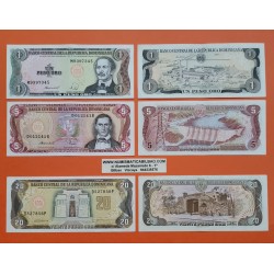 3 billetes x REPUBLICA DOMINICANA 1 + 5 + 20 PESOS DE ORO 1988/1990 PUERTA DEL CONDE Pick 118+126+133 MBC+ Dominican Republic