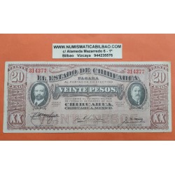 MEXICO 20 PESOS 1914 Estado de CHIHUAHUA REVOLUCION MEXICANA Pick S537 BILLETE MBC- Mejico banknote