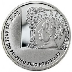 PORTUGAL 5 EUROS 2003 PLATA SC 150th PRIMER SELLO SILVER