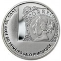 PORTUGAL 5 EUROS 2003 PRIMER SELLO PORTUGUES 150 ANIVERSARIO MONEDA DE PLATA SC
