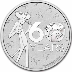 . 1 aaacoin TUVALU 1 DOLAR 2024 LA PANTERA ROSA 60 Aniversario MONEDA DE PLATA Oz ONZA Pink Panther