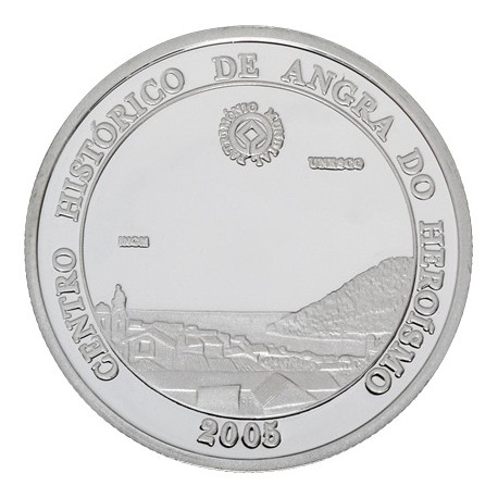 PORTUGAL 5 EUROS 2005 ANGRA DO HEROISMO CENTRO HISTORICO Serie UNESCO MONEDA DE PLATA SC SILVER