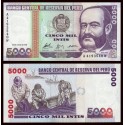 PERU 5000 INTIS 1988 MIGUEL GRAU y PESCADORES CON REDES Pick 137 BILLETE SC