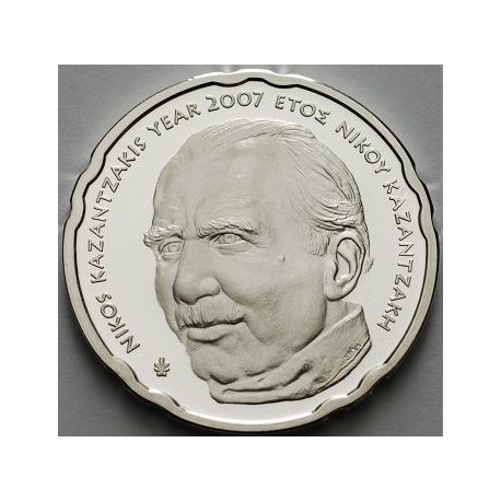. @Tirada 5.000@ GRECIA 10 EUROS 2007 NIKOS KAZANTZAKIS KM.224 MONEDA DE PLATA PROOF 28mm silver GREECE