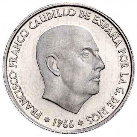 ESPAÑA 50 CENTIMOS 1966 * 19 75 FRANCO ESTADO ESPAÑOL MONEDA DE ALUMINIO @PROOF PRUEBA PROCEDE DE CARTERA FNMT 1975@