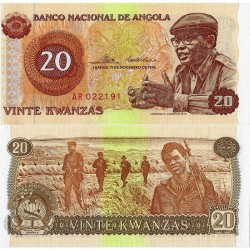 @ESCASO@ ANGOLA 20 KWANZAS 1976 CAMARADA AGOSTINHO y MILITARES Pick 109 BILLETE SC Africa Portugal UNC BANKNOTE