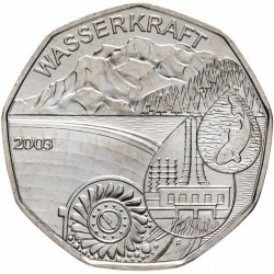 AUSTRIA 5 EUROS 2003 PRESA WASSERS MONEDA DE PLATA SC Österreich silver WASSERKRAFT