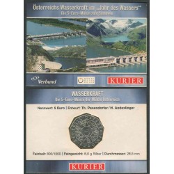 . 1 acoin @COINCARD@ AUSTRIA 5 EUROS 2003 PRESA WASSERS MONEDA DE PLATA SC Österreich silver WASSERKRAFT